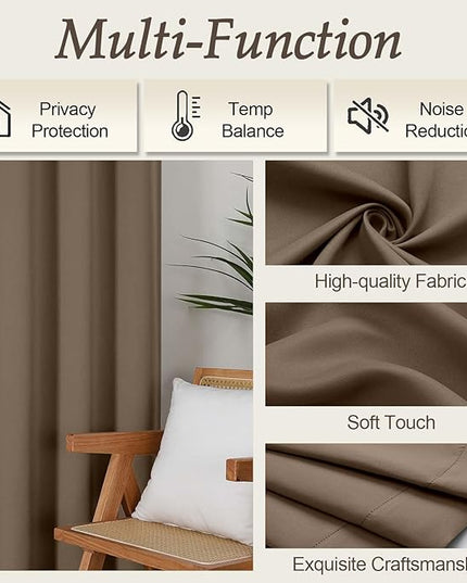 Gwine Short Blackout Curtains 36 Inches Long, Small Curtains Over Sink, Thermal Insulated Room Darkening Drapes for Bathroom Basement Patio Cabinet, 2 PCS, Each 40" Wx36 L, Brown