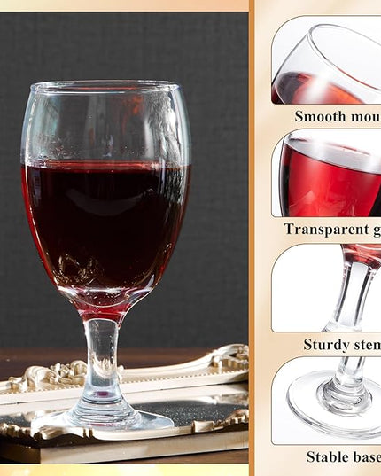 Patelai Set of 12 Clear Glasses 16 oz Water Goblet Glass Stemmed Water Glasses for Juice Wine Beer Tea Milk Cold Beverages Drinks Dishwasher Safe