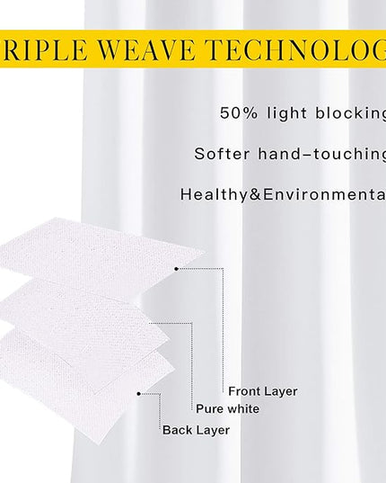 NICETOWN White Curtain Panels for Dining Room - Tripe Weave Thermal Insulated Grommet Window Draperies and Curtains for Bedroom (Set of 2 Panels, 52 x 54 inches in White)