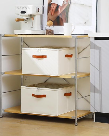 Wine Glass Storage Box with Dividers, 2 Pack Glassware Storage Containers, Stemware Storage Cases Holds 32 Wine Glasses, Stackable Crystal Storage Containers with Clear Cover for Moving，Beige