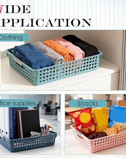 4 Pack Classroom Paper Trays, Turn in trays Classroom, Colorful Storage Bin Basket, Plastic Storage Baskets with Handles, Paper Trays for Classroom Organization, Library, Drawers, Office
