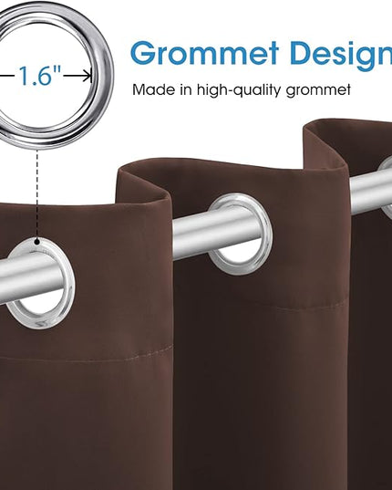 HOMEIDEAS Blackout Curtains for Bedroom 52 X 96 Inch Long 2 Panels Set Chocolate Brown Room Darkening Curtains/Drapes, Soundproof Thermal Grommet Window Curtains for Living Room