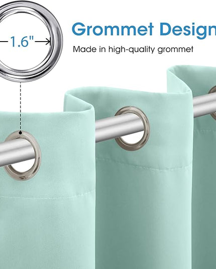 HOMEIDEAS Aqua Blackout Curtains for Bedroom 52 X 84 Inch Length 2 Panels Set Room Darkening Bedroom Curtains, Soundproof Thermal Grommet Window Curtains for Living Room for Christmas