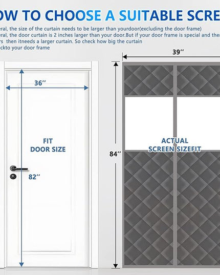 Magnetic Thermal Insulated Door Curtain (Fits Door Size 36" x 80") - Heavy Duty Oxford Soundproof Door Cover, Automatic Close Hands-Free Privacy Screen for Winter, Pet Friendly Draft Stopper
