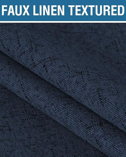 H.VERSAILTEX 100% Blackout Curtains for Bedroom 84 Inches Long Grommet Linen Face Full Light Blocking Curtain Drapes for Living Room Thermal Linen Look Curtains 2 Panels Set, 52" W x 84" L, Navy