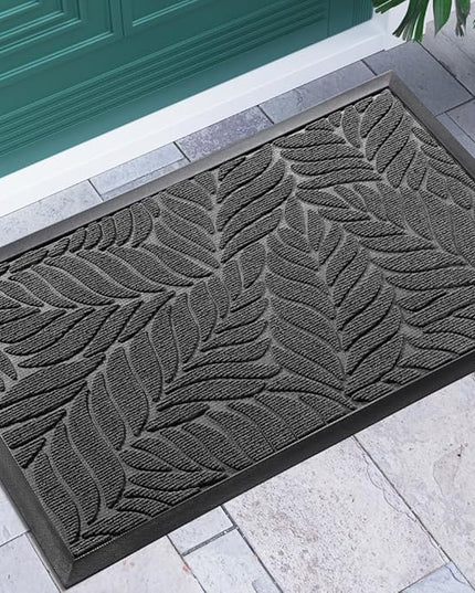 Yimobra Front Door Mat Outdoor Indoor, 29.5x17 All-Season Waterproof Door Mat Outside Entrance, All-Weather Non-Slip Outside Doormat for Garage Patio Entryway, Grey