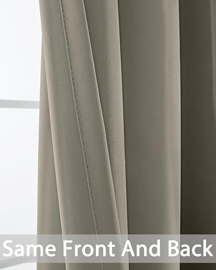 Yakamok Premium Room Darkening Thermal Insulated Curtains for Bedroom/Living Room - Classic Grommet Top (2 Panels, Taupe, 52 Inch by 108 Inch)