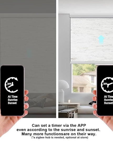 Motorized Blinds with Remote Smart Blackout Shades Electric Curtains Automatic Roller Blinds Shades for Indoor Windows Cordless with Alexa Google Home(Blackout Sandy Beach,W33x H62)