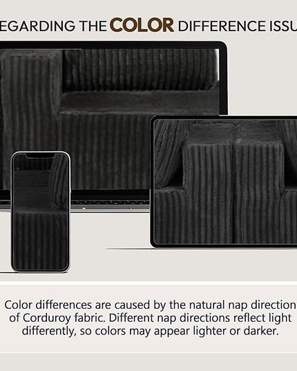 132" U Shaped Boneless Couch, Cloud Sectional Modular Sofa with Double Chaise Lounge, Corduroy Cloud Couch with Pillows & Deep Seat, Boneless Sofa for Living Room, Black