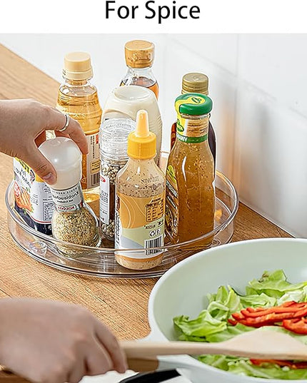 URALFA 9 Inch Lazy Susan Spice Rack Organizer, 360 Degree Rotating Round Lazy Susan Turntable for Cabinet, 2-Pack, Clear