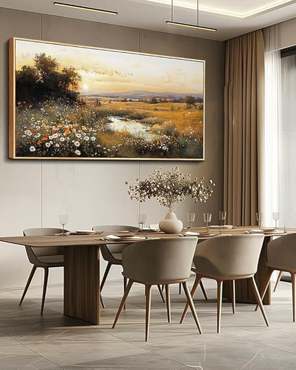 Wood Farmed Canvas Wall Art For Living Room Large Wall Decor For Office Bedroom Decorations Prairie Puddle Landscape Pictures Farmhouse Painting Artwork Room Wall Mural Aesthetic Home Decor 30x60 In