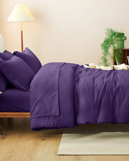 CozyLux Queen Comforter Set Purple, 7 Pieces Bed in a Bag Queen Size Comforter Set with Sheets, Bedding Sets with Down Alternative Comforter, Fitted Sheets, Flat Sheets, Pillow Shams and Pillowcases