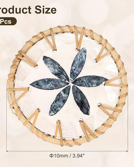 uxcell 2Pcs Handmade Woven Rattan Coasters, Heat-Resistant Drink Coasters for Coffee Table Dining Room Kitchen Coffee Wine Decor, Deep Blue Petal