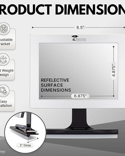 ToiletTree Products Fogless Shower Mirror with Squeegee - Anti-Fog Mirror - Adjustable Shaving Mirror with a Squeegee - Rust-Proof, Impact-Resistance Bathroom Shower Mirror