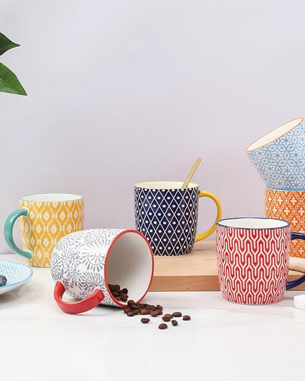 Selamica 10 OZ Coffee Mugs Set of 4, Small Coffee Cups Ceramic with Handle, Coffee Mug for Cappuccino Latte Cocoa Milk Tea, Dishwasher Microwave Safe, Assorted Colors