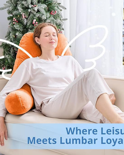 Sasttie 25-inch Reading Pillows for Sitting in Bed Adult, Jumbo Velvet Back Pillow Bed Sitting Up, XL High Back-Rest Support Cushion for Sit Up on Couch & Floor, Oeko-Tex Certified, Orange