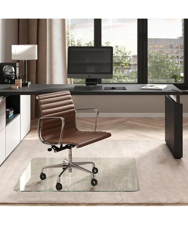 Vitrazza Glass Chair Mat 36” x 48” Superior ¼ Thick, Luminoso Low-Iron Ultra Clear, Certified Tempered Safety Glass, Delivers a Smooth Glide, Protects Carpet or Wood, Beautiful in Home or Office.