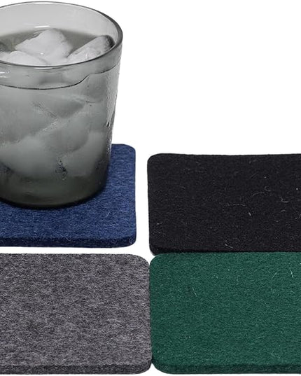 Graf Lantz - Bierfilzl Merino Wool Square Coasters Set of 4 - Slate (4"x4"x5mm) - Absorbs 30% of Weight - Natural German Wool - Heat Resistant, Sustainable, Reusable - Home Decor, Coffee Table Decor