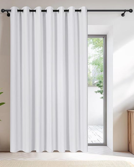 NICETOWN 100% Blackout Curtains & Drapes - Total Privacy Thermal Efficiency Backdrop for Bedroom Room Divider Vertical Blind Living Room Patio Sliding Glass Door, Wide 100 x Long 84 inch, Pure White