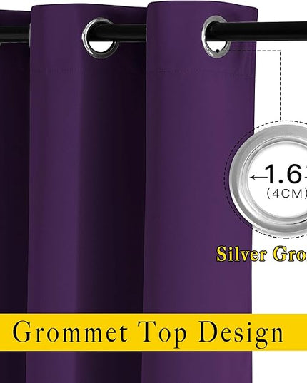 NICETOWN Blackout Curtains for Living Room - Functional Blackout Drapes/Panels for Bedroom, Thermal Insulated, Privacy Assured (Set of 2, 52 x 54 inches in Royal Purple)