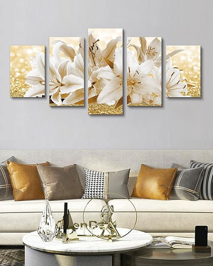 LUDUHU Arts Modern Flower Theme Wall Art - Abstract Orchid Canvas Wall Decor Flower Abstract Painting Still Life Canvas Wall Art for Home Decor (H,Oversize 80x40inch)