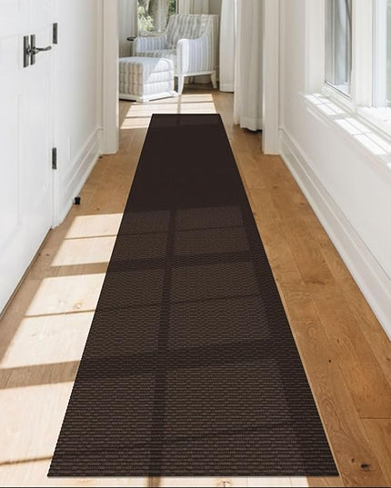 KOZYFLY Washable Runner Rug 2x12 ft Hallway Kitchen Runner Rugs with Rubber Backing Entryway Runner Indoor, Extra Long Carpet Runners for Hall Kitchen Entryway, Dark Coffee/Brown