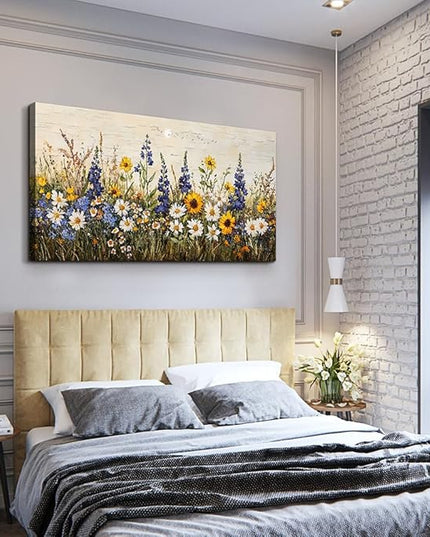 ERQINHUA Farmhouse Wall Art For Living Room Canvas Wall Decor For Bedroom Office Dining Room Decor Boho Printing Paintings Flowers Watercolour Wall Pictures Ready To Hang Family Home Decor 20"X40"