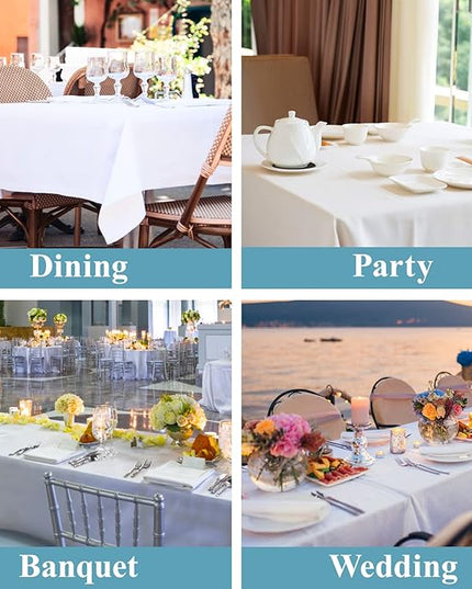 VidaFete 1 Pack 60 * 84inch Rectangle Tablecloth Polyester Table Cloth，Stain Resistant and Wrinkle Polyester Dining Table Cover for Kitchen Dinning Party Wedding Tabletop Buffet Decoration(White)