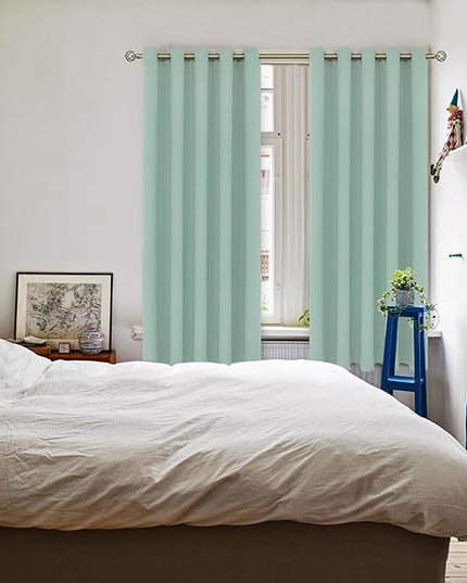 BGment Blackout Curtains - Grommet Thermal Insulated Room Darkening Bedroom and Living Room Curtains, Set of 2 Panels (70 x 84 Inch, Frosty Green)