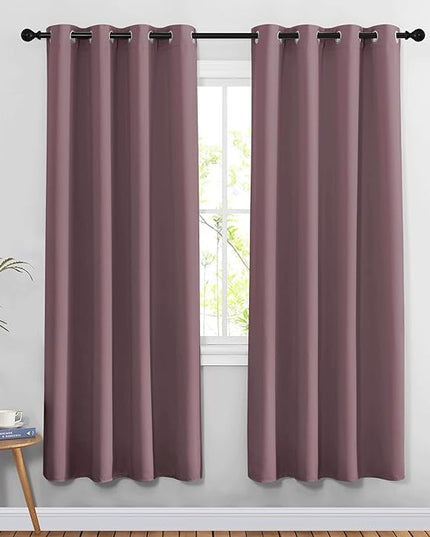 NICETOWN Dry Rose Doorway Curtains Elegant & Luxury for Bedroom, Grommet Window Treatment Thermal Insulated Privacy Door Curtains for Living Room, Set of 2, W52 x L78