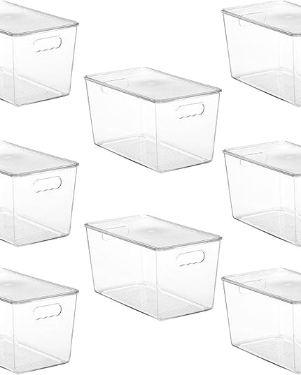 Vtopmart 8 Pack Clear Stackable Storage Bins with Lids,XLarge Plastic Containers with Handle for Pantry Organizer and Storage,Perfect for Kitchen,Fridge,Cabinet, Closet,Bathroom Organization