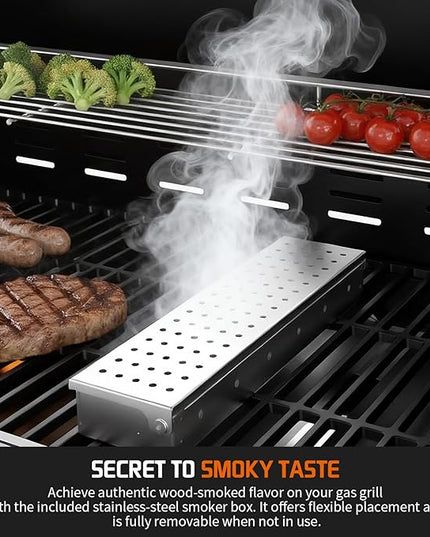Propane Gas Grill, 5+1 Stainless Steel Barbecue Grill with Infrared Side Burner for Outdoor Cooking
