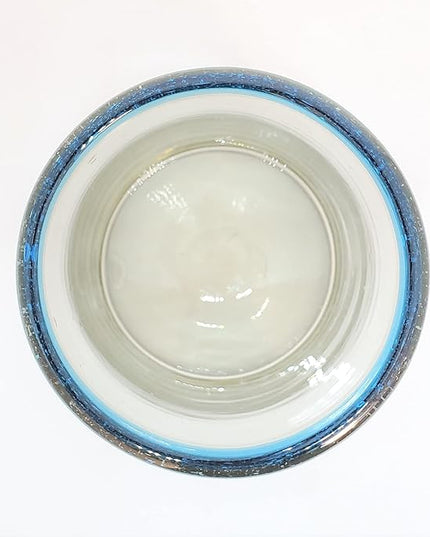 Aqua Blue Rim 9 oz Juice Glasses (set of 6) Mexican Handmade Glassware, Recycled Glass, Lead-free, Toxin-Free (Juice)