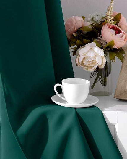 HOMEIDEAS Dark Green Blackout Curtains for Bedroom 52 X 96 Inch Length 2 Panels Set Room Darkening Bedroom Curtains, Soundproof Thermal Grommet Window Curtains for Living Room for Christmas