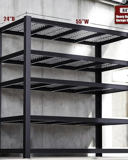 Heavy Duty Garage Shelving,5-Tier Storage Shelves(84" Hx24 Dx55 W),3050LBS Capacity Industrial Shelving Units and Storage,Adjustable Shelving Unit for Garage,Warehouse,Basement