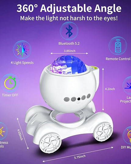ENOKIK Star Projector, Galaxy Projector Built-in Bluetooth Speaker and 8 White Noise, Night Light for Kids Adults, Aurora Nebula Lamp for Home Decor/Relaxation/Party/Music/Gift (White)