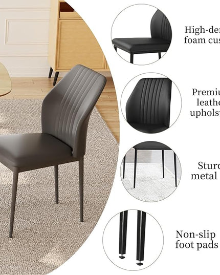 47.2'' Modern Solid Wood Dining Table Set for 4 with Scratch-Resistant Surface & 4 Black Leather Chairs - Cat-Friendly Kitchen Dining Room Furniture Set