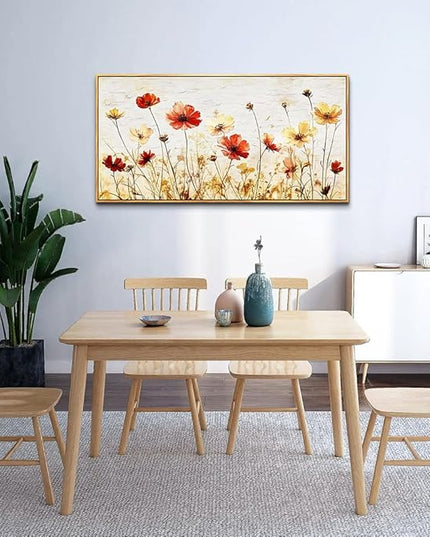 ERQINHUA Large Canvas Black Framed Wall Art Decor For Living Room Bedroom Abstract Flower Painting Wood Frame Dining Room Farmhouse Wall Decorations Prints Posters Modern Room Home Decor 24"X48"