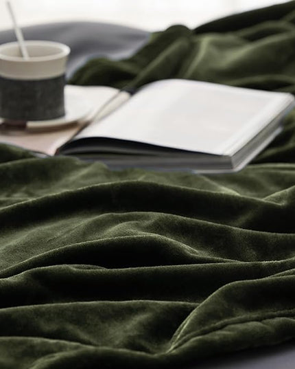Bedsure GentleSoft Fleece Throw XL Blanket Olive Green - 300GSM Soft Lightweight Plush Cozy Blankets for Bed, Sofa, Couch, Travel, Camping, 50x70 inches