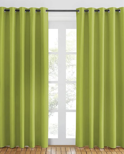 NICETOWN Fresh Green Blackout Curtains 84 inch Length, Grommet Top Room Darkening Drapes for Bedroom Living Room, Light Blocking Window Covering for Privacy (W66 x L84 Inch, 1 Panel)