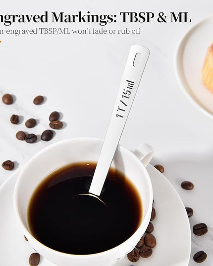 Long Handle Coffee Scoop: 18/8 Stainless Steel 5.64 Inch 1 Tablespoon Metal Measuring Spoon Tbsp Scoop for Coffee Beans, Grounds Coffee, Coffee Powder, Tea, Tall Jars (1Tbsp/15ml)