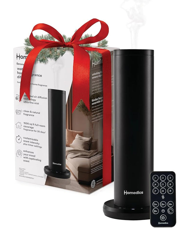 Homedics SereneScent Waterless Home Fragrance Diffuser, Use with Homedics SereneScent Oil (Sold Separately), Patented Air Diffusion Technology, Clean & Natural Fragrance, Enhances Mood, Large Rooms