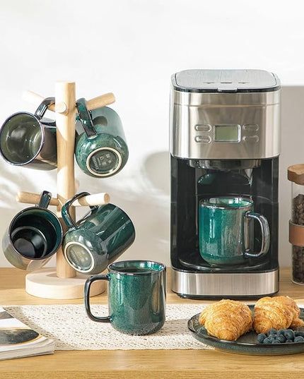 vancasso STARRY Coffee Mugs Set, 12 oz Ceramic Coffee Cups for Latte Hot Tea Cappuccino Cocoa Milk Stoneware Cups Set of 6, Dishwasher & Microwave Safe, Green