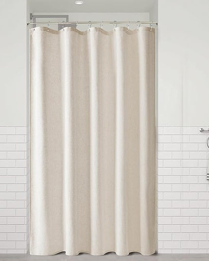 Naturoom Oatmeal Linen Shower Curtain, Cloth Textured Fabric Shower Curtain Set, Simple Elegant Modern Farmhouse Country Ultra Thick Bath Curtains for Bathroom,Water Repellent,54x78