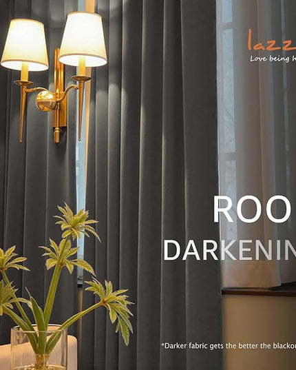 Lazzzy Grey Velvet Curtains Thermal Insulated Curtains 96 Inch Lenth Room Darkening Window Drapes for Bedroom Living Room Super Soft Luxury Window Treatment 2 Panels Grommet
