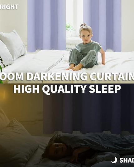 BGment Room Darkening Curtains 45 Inches Long - Grommet Thermal Insulated Drapes Window Treatment Curtains for Bedroom, 2 Panels, 38 x 45 Inch, Lavander
