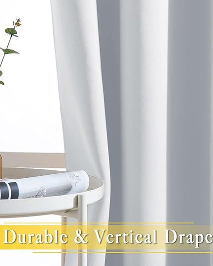 NICETOWN Patio Door Curtain Room Darkening Drapes, Grommet Light & Heat Blocking Room Divider Curtain Panel Window Drape for Bedroom/Living Room (Greyish White, W80 x L90, 1 Panel)