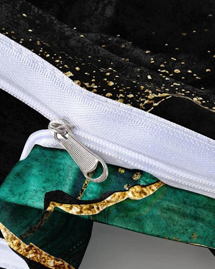Black and Green Marble Duvet Cover Set Twin Size Gold Veins Malachite Comforter Cover Bedding Set Luxry Art Decor Bedroom