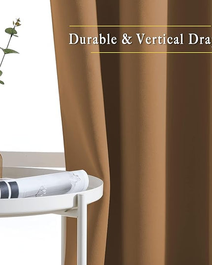 NICETOWN Blackout Curtains 108 inches Length - Grommet Thermal Insulated Window Treatments Solid Panels for Living Room/Bedroom, Gold Brown, W52 x L108, 2 Panels