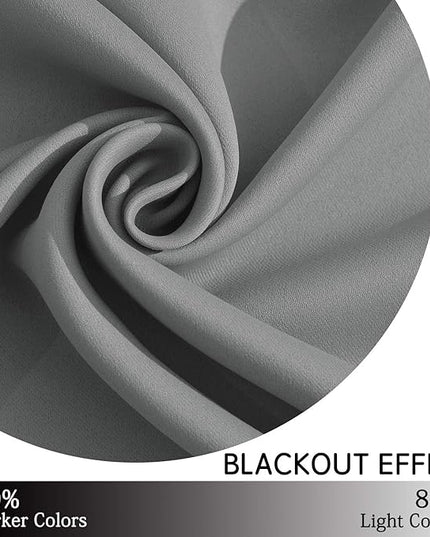 Yakamok Grey Blackout Curtains Room Darkening Thermal Insulated Grommet top Window Curtains Short Drapes for Living Room, 38 x 36 inch, Gray, 2 Panels